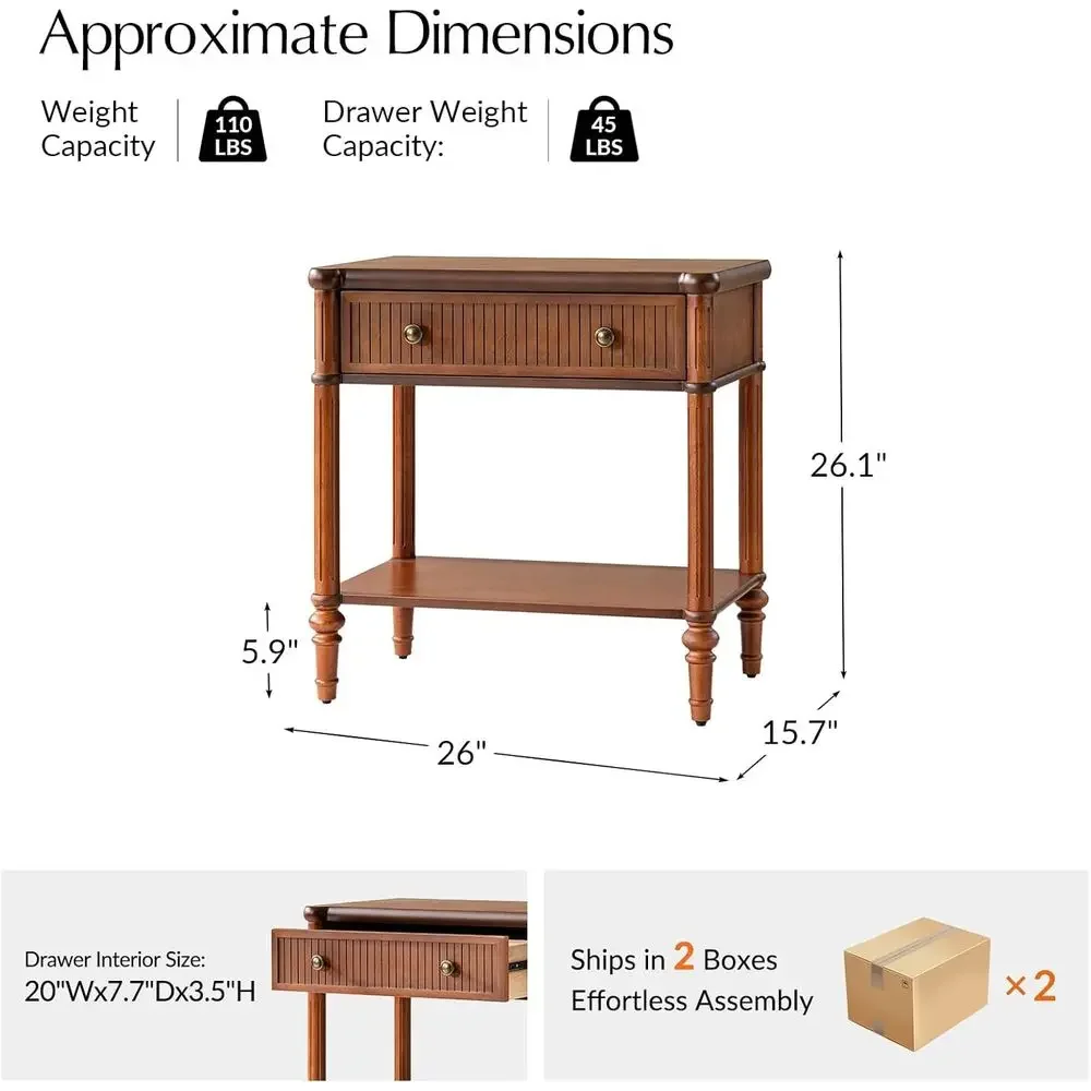 

Promotion PriceSpecial OfferWood Nightstand With Charging Station, Traditional End Table With Solid Wood Der And Legs, Luted Nig