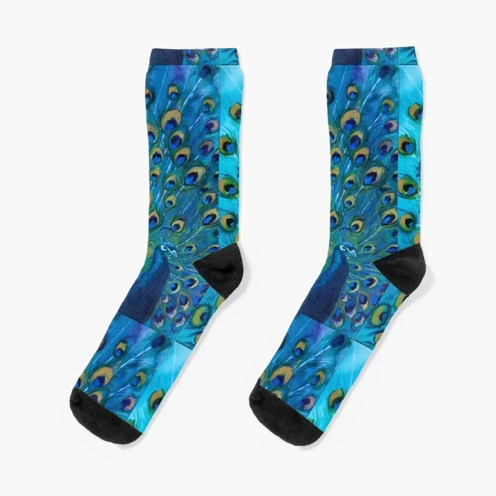 

Peacock Blues Socks new year christmas gifts floral gifts Socks For Man Women's Heating sock new in's hip hop Men Socks Women's