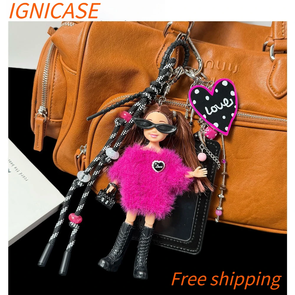 IGNICASE New Y2K Korean Bag Pendant Female Exquisite High Sense Fashion Doll Princess Keychain Pendant Explosion Bag Accessories