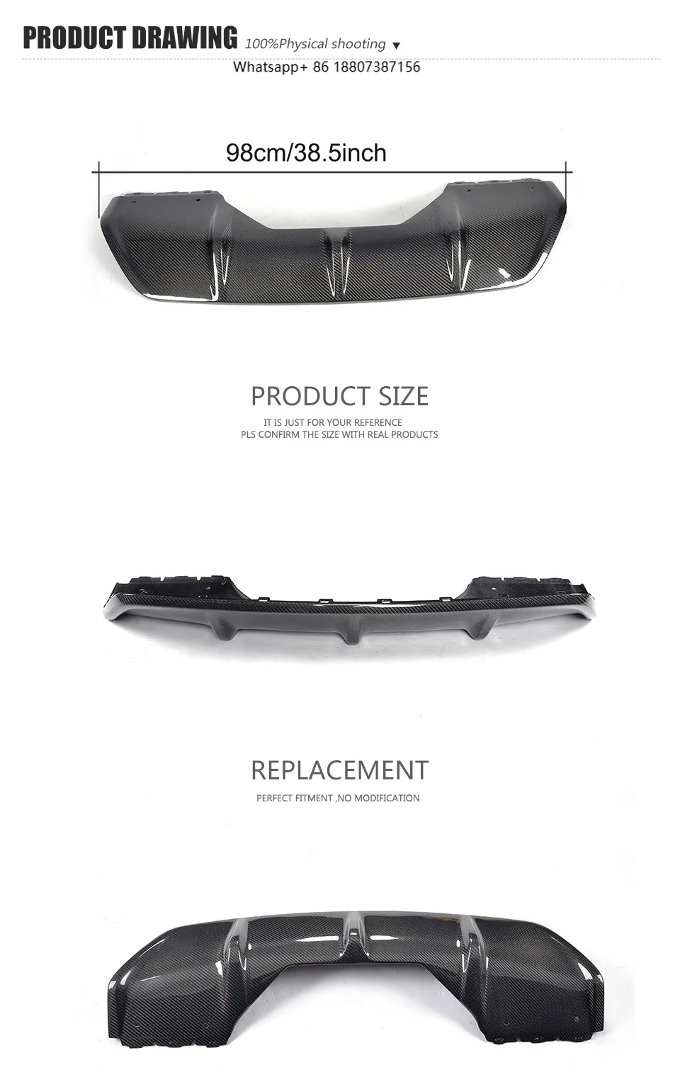 

Карбоновый задний диффузор X6 F16 для BMW X6 F16 M Sport Utility 2015-2017, комплект обвеса