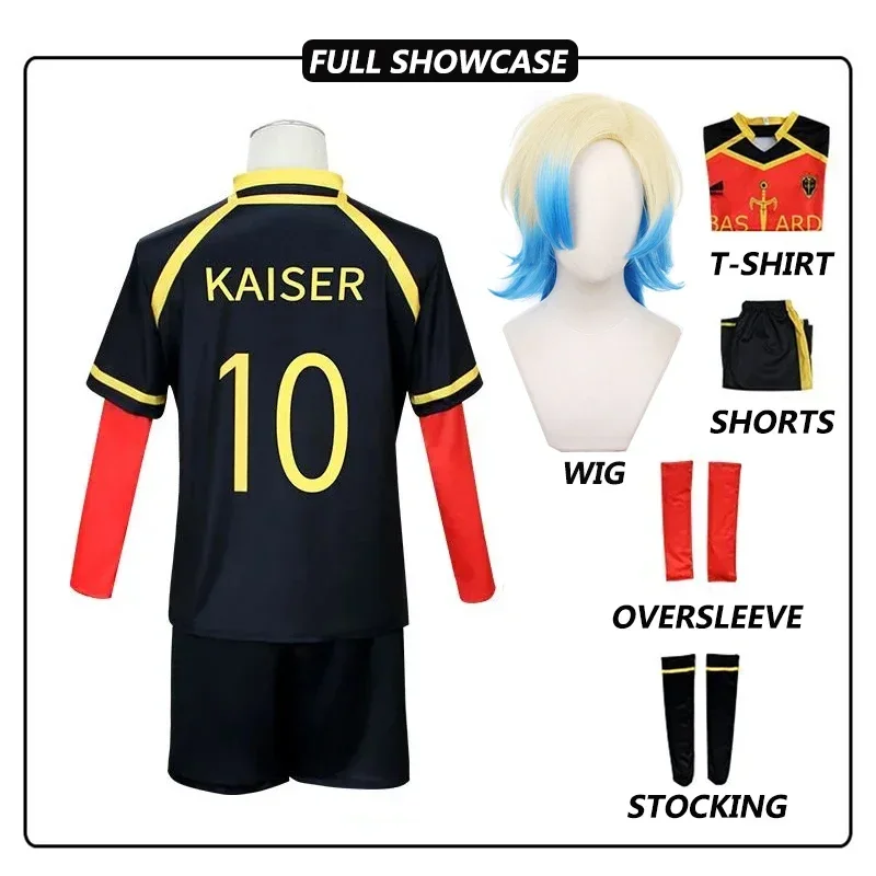 Ness cosplay Anime Blue Kaiser Cosplay Costume Jersey Wig Bastard