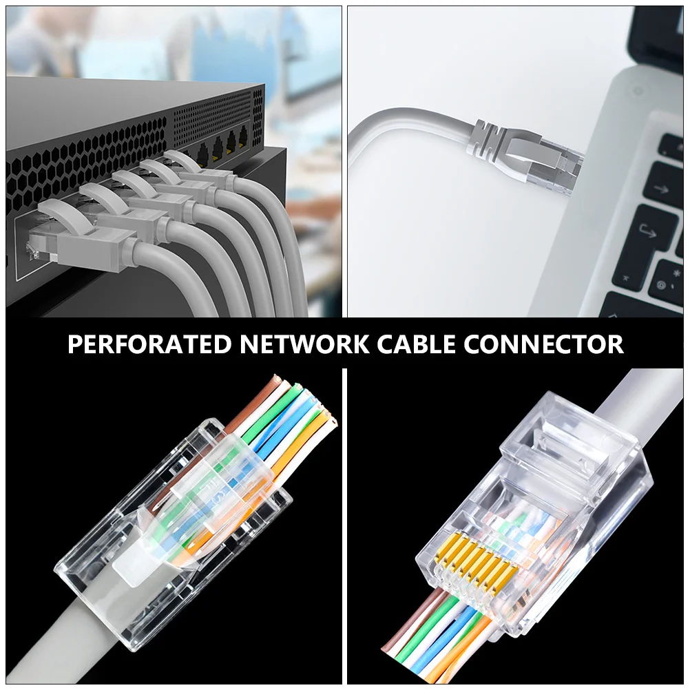 

100pcs Connector Reinforced Bend-Resistant Rj45 Plug For Ethernet Cable Cat 5E Network Connector End Plug