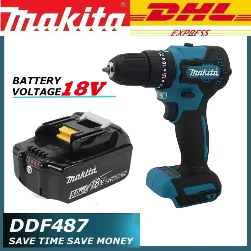 

Makita DDF487 DDF487 18V screwdriver brushless electric drill Decoration Team Makita 18V battery power tools 18650 battery