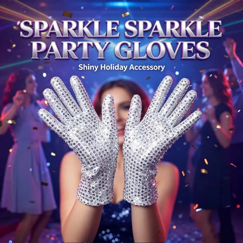 Sequin Shiny Mesh Gloves Sparkly Costume Accessories for Stage Performances Parties Masquerades Cosplay for Dancers Roleplayers