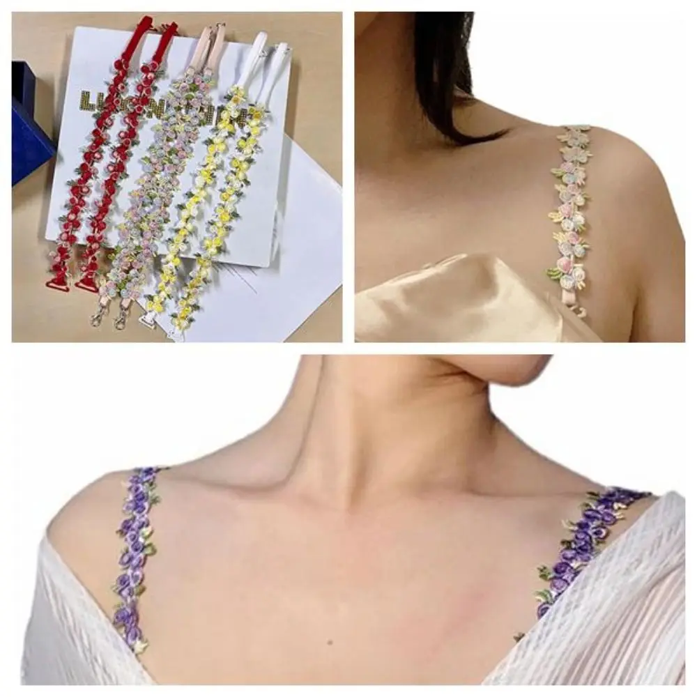 Creative Gift Removable Floral Bra Straps Anti-slip Lace Shoulder Straps Decorative Adjustable Floral Shoulder Belts