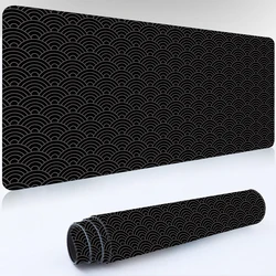 Siyah Mouse Pad Seigaha Deskmat oyun Mousepad listic listic halı fare altlığı ofis aksesuarları Pc oyun masa pedi kauçuk paspaslar