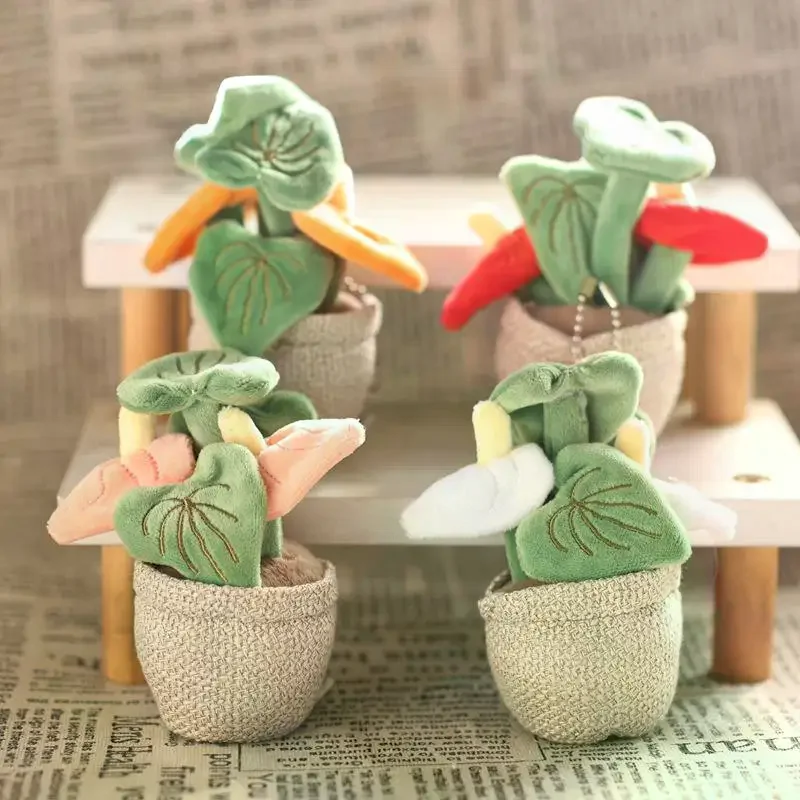 Porte-clés poupées Super douces, 1 pièce, plantes vertes artificielles en pot, jouets en peluche, sac à dos, pendentif clé, dessin animé, cadeau d'anniversaire pour filles et garçons