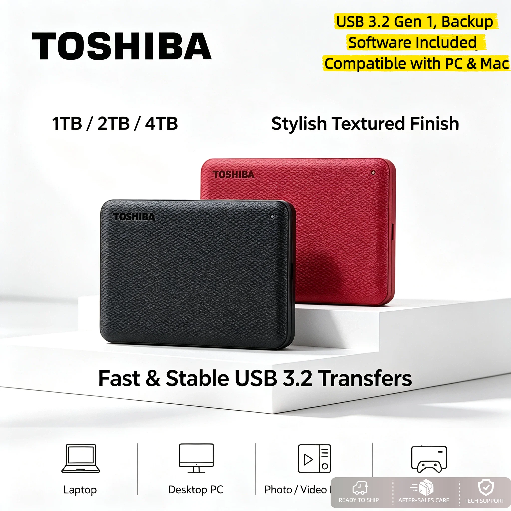 Original Portable HDD Toshiba Canvio Advanced V10 1TB 2TB 4TB USB 30 25 Inch External Hard Drive For Laptop Computer Mobile