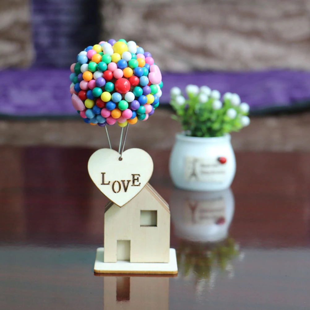 

Decorations Flying House DIY Package Mini Gift Wood Balloons Household Miniature