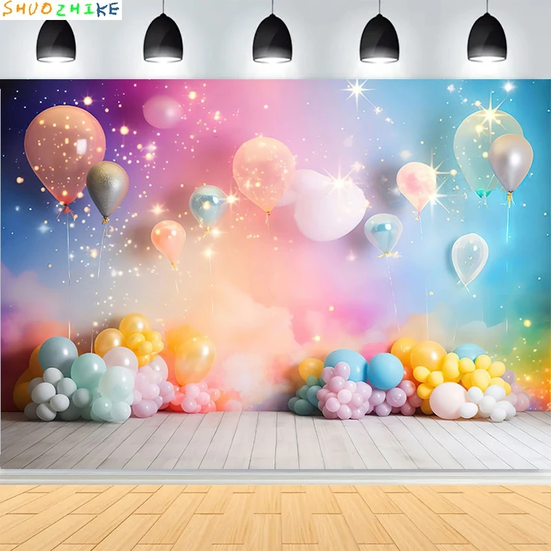 

Baby Shower Happy Birthday Party Photography Backdrops Newborn Kids Air Balloon Princess Tropical Jungle Photo Background BB-14