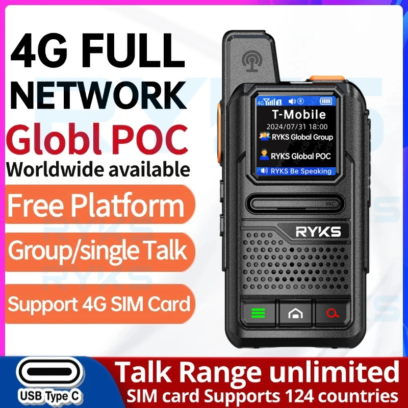 4G Poc Internet Tweeweg Radio Mini Simkaart Globaal-Intercom Walkie Talkie Lange Afstand 5000Km Paar (Geen Kosten) Intercomplatform