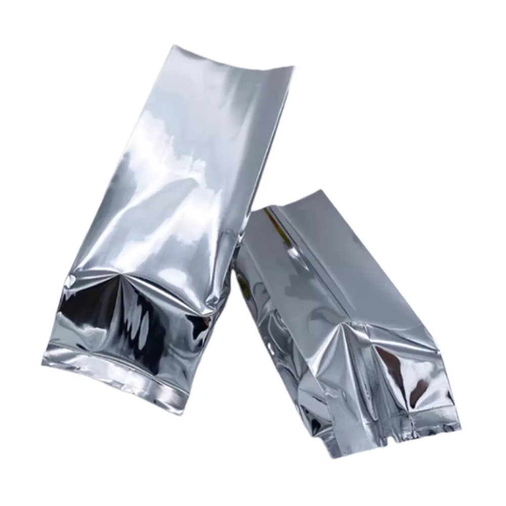 100pcs Side Gusseted Silvery Aluminizing Foil Bags - Heat Sealing Food Grade Sides-Folded Mylar Foil Pouches Flour / Tea Package