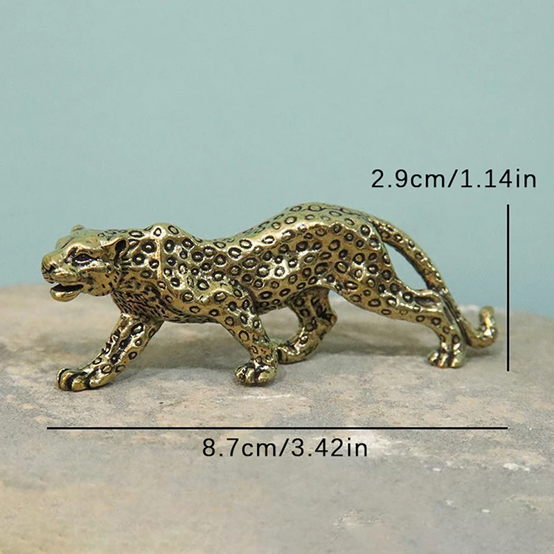 Brass Solid Vintage Cheetah Small Statue Desktop Ornaments Lucky Animal Leopard Figurines Miniatures Crafts Decoration view 6