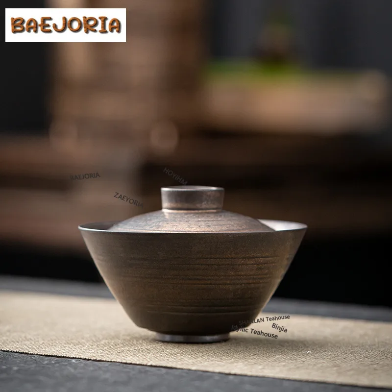 

180ml Iron Glaze Gaiwan Boutique Not Hot Tea Tureen Tea Bowl With Lid Kit Tea Maker Cover Bowl Cha Accessories Decoration Craft