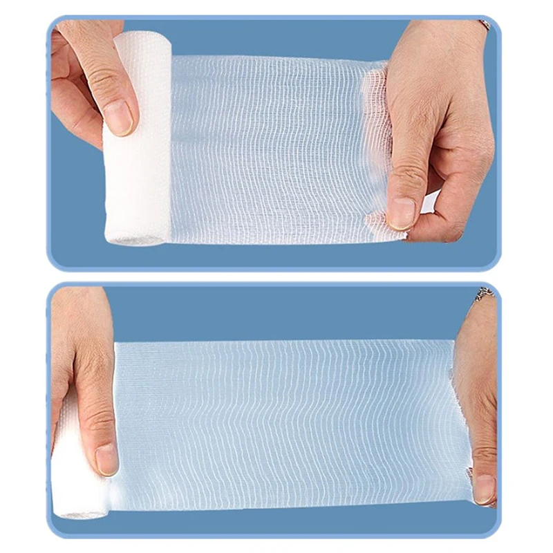 1 Roll Elastic Gauze Bandages Mesh Tie Bandage Wound Dressing Plaster 5cm/7.5cm/10cm/15cm X 4.5m Skin Friendly Breathable Patch