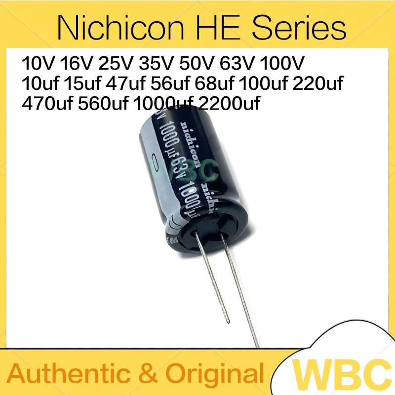 10Pcs Nichicon HE Series Electrolytic Capacitor 10V 16V 25V 35V 50V 63V 100V 10uf 15uf 47uf 56uf 68uf 470uf 560uf 1000uf 2200uf