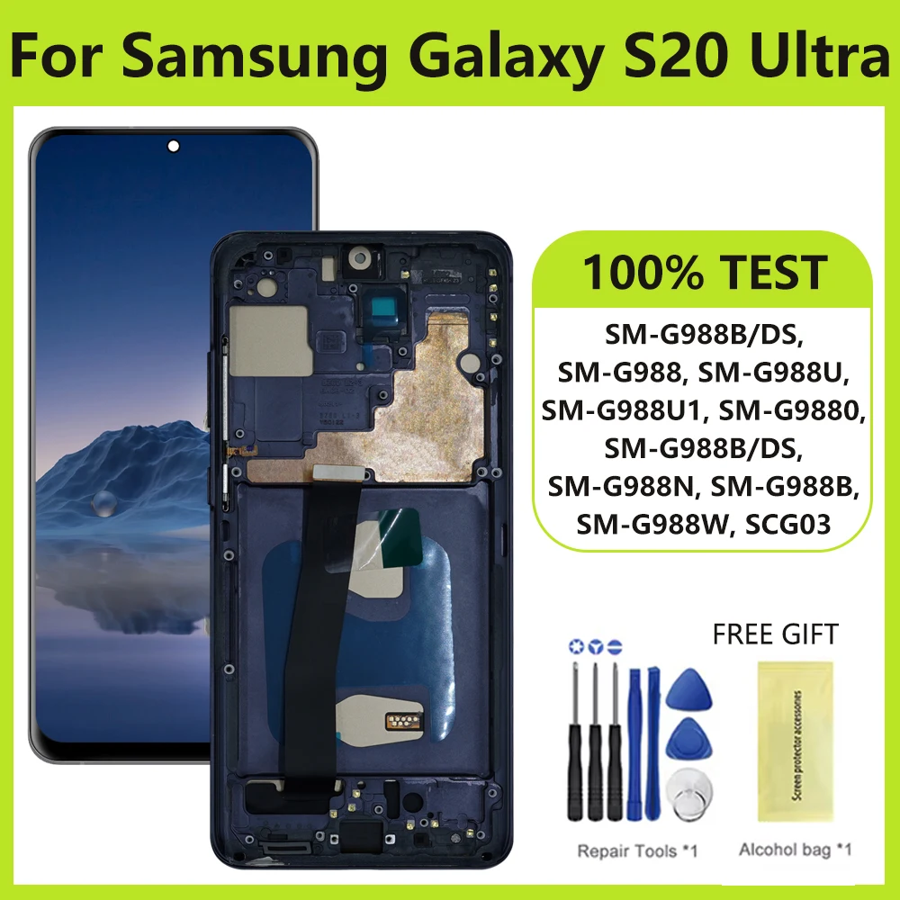 Screen Display for Samsung Galaxy S20 Ultra G988B G988B/DS Lcd Display Digitial Touch Screen Parts Assembly