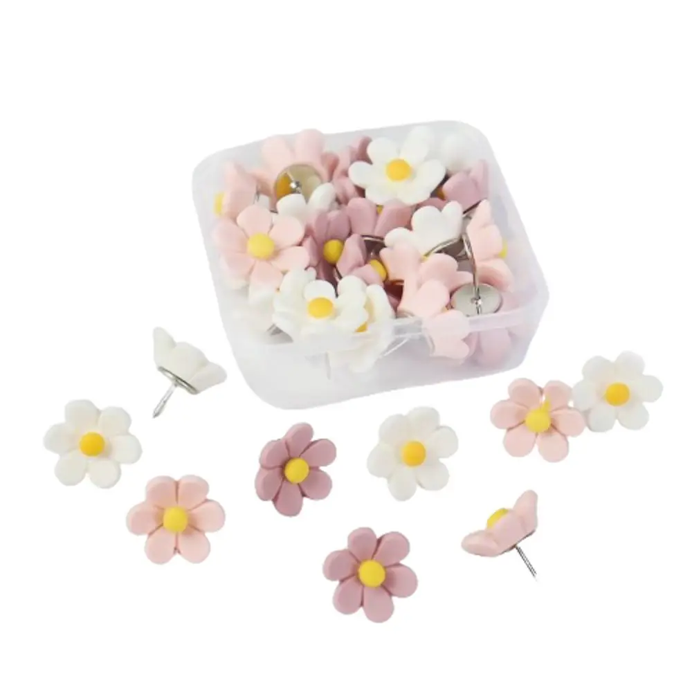 

20/30/50Pcs Portable Creative Six-Petal Flower Pushpins Photo Wall Decor DIY Colored Push Pins Reusable 3D Board Push Pin School