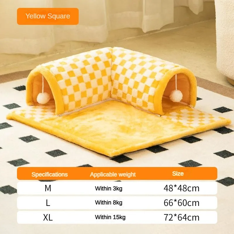 Cat Bed Can Play Cat Tunnel Dog House Bed Kitten Dog Basket Bed Cute Cat House Home Mat Pet Kennel Products Cama Para Gatos