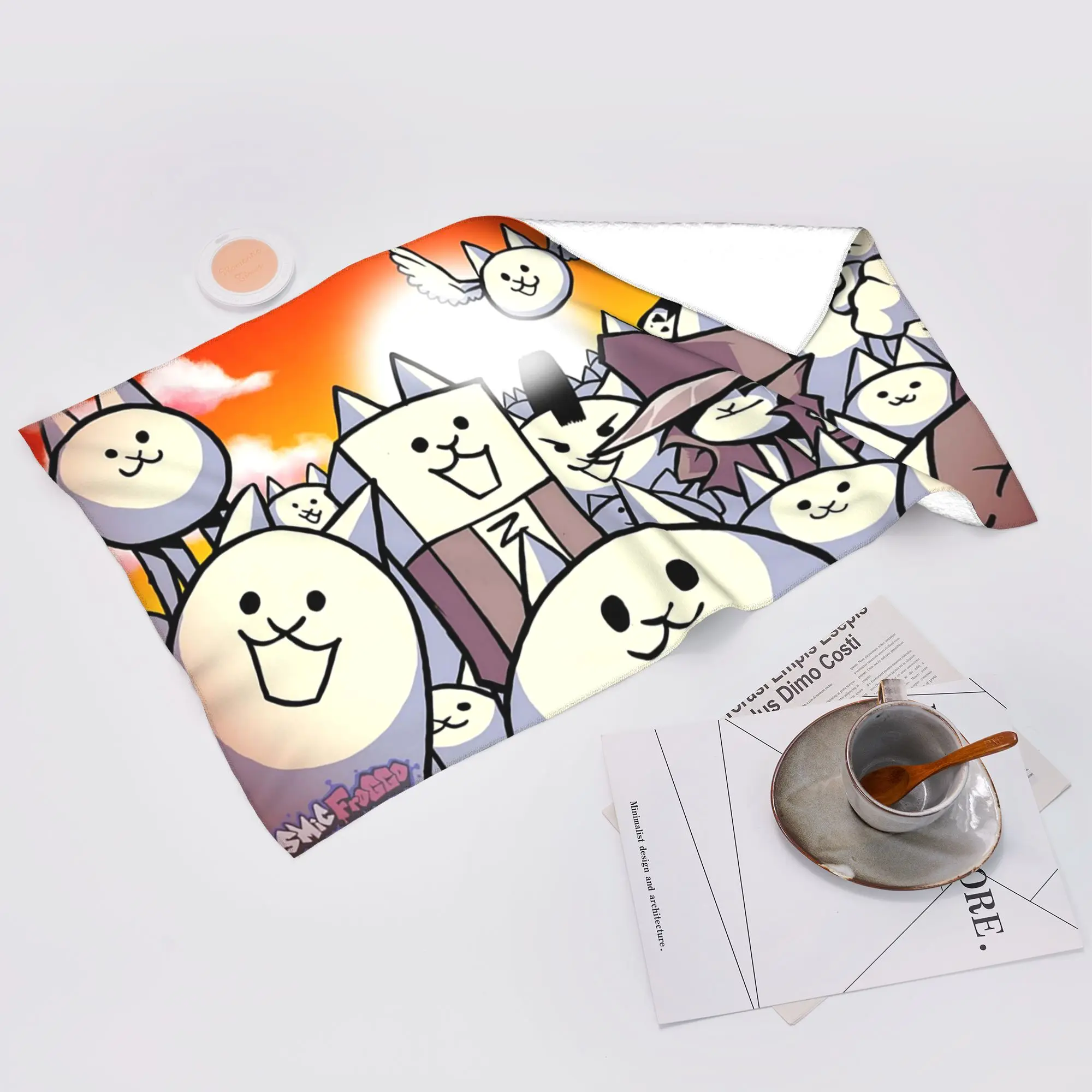 Custom Battle cats doddle Soft Face Towel Quick Dry Pool Bath Cotton Towels Absorbent