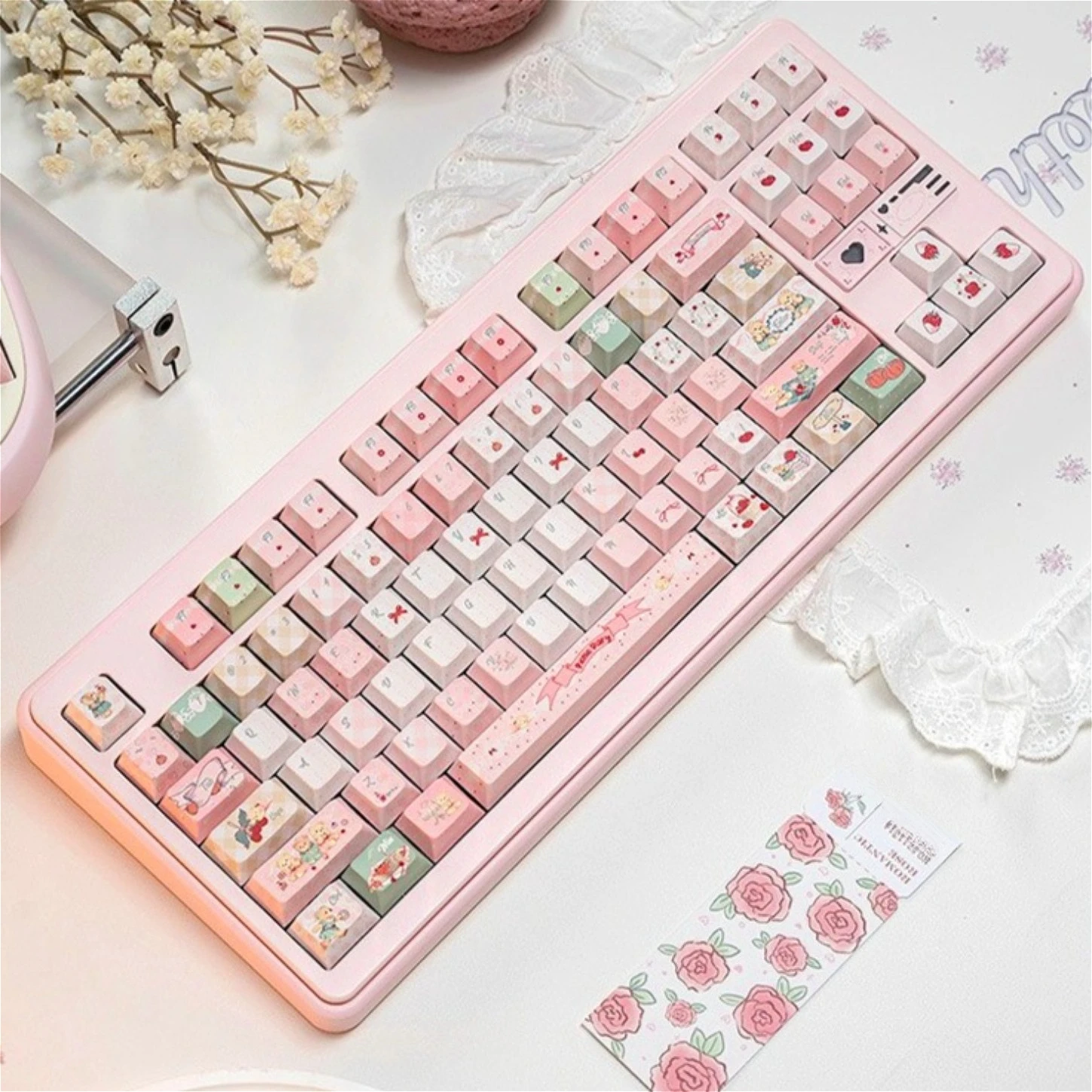 

Picnic Diary Cherry Kitten Keychain Kit PBT 129 Keys 60/64/84/98/108 Mechanical Keyboard