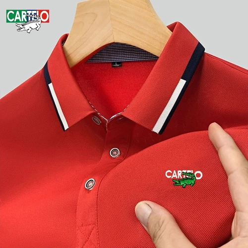 Polo de manga corta con logo bordado a la moda de alta calidad para hombre de verano, nueva moda, informal, transpirable, top fresco