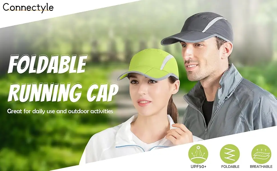 Connectyle Herren- und Damen-Sport-Baseballkappe, faltbar, Netzstoff, mit reflektierenden Streifen, atmungsaktiv, leicht, schnell trocknend, Sun Runner Cap – Detail 1