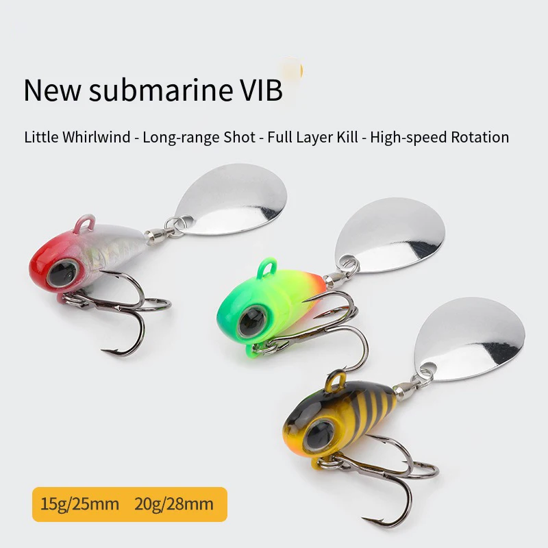 

Wobble Rotating Metal VIB Vibration Bait Spinner Spoon Jig Fishing Lures 15g 20g Artificial Hard Baits Sequins Pesca Lure