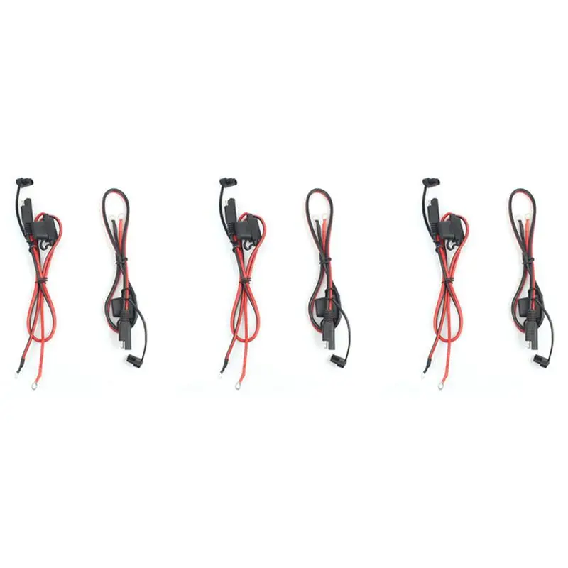 AB56-Foxsur 6Pcs Motorcycle Battery Sae Charging Cable Sae Quick Disconnect Plug To 12V Ring Terminal Fuse