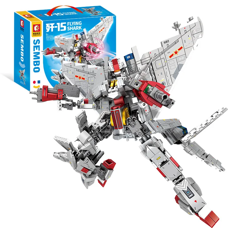 

SEMBO-J-15 Fighter Robot Model Building Blocks MOC Military Airplane Mecha Assembly Bricks Ornament Gifts Kids Toys Boys 1232Pcs