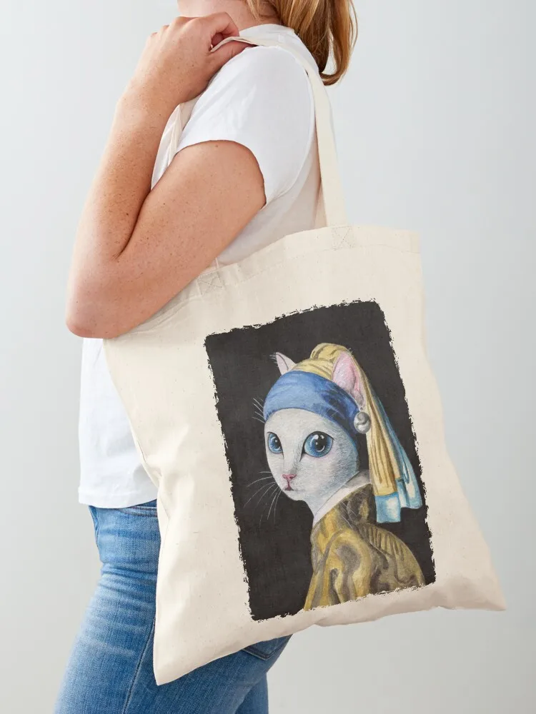Cat with a Pearl Earring Tote Bag Cloth bags women bag great bag