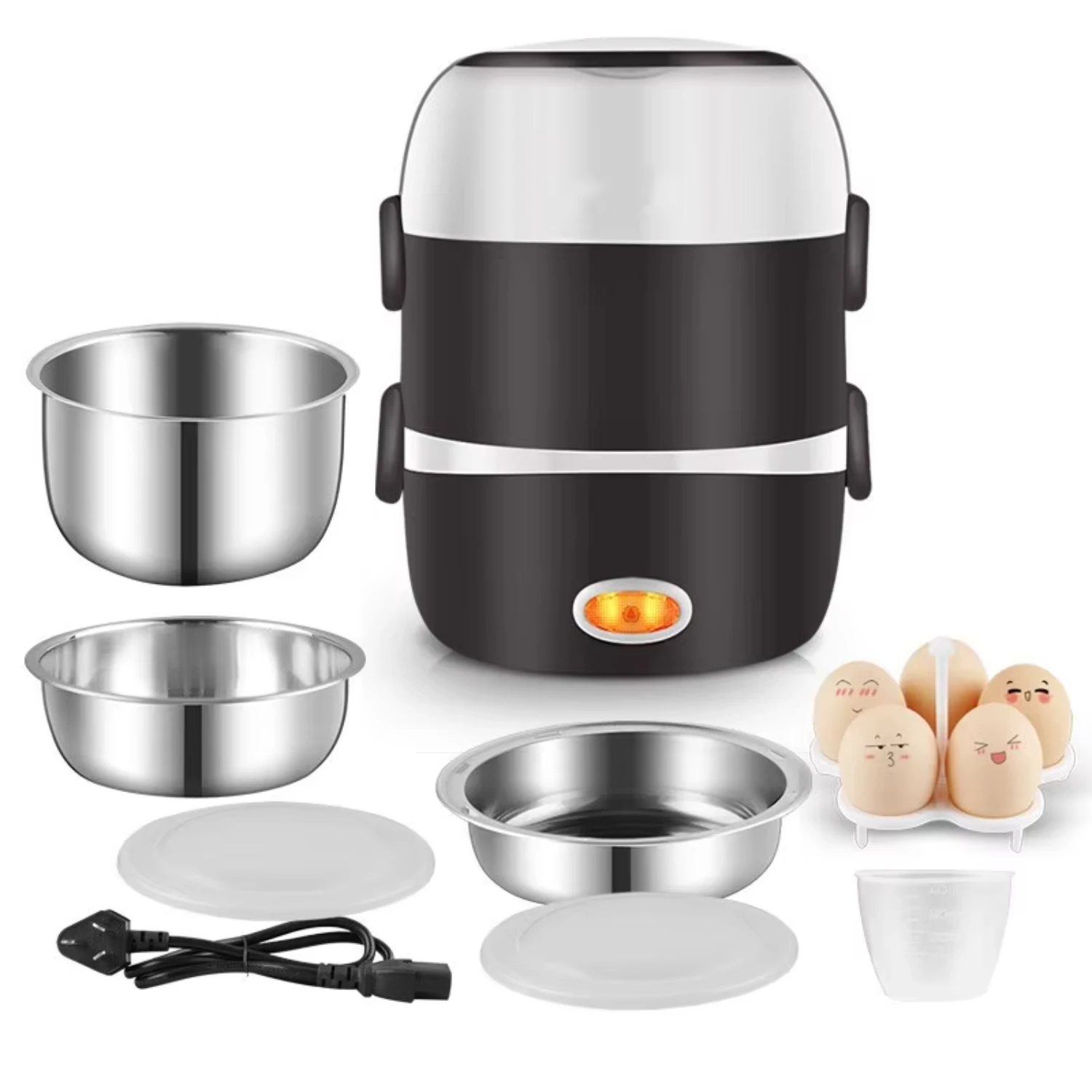 220V Mini  Rice Cooker 2/3 Layers Available Steamer Stainless Steel Inner Portable Meal Thermal Heating Lunch Box Electric pan