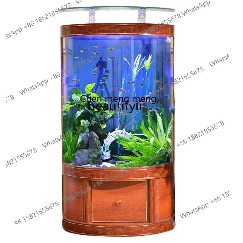 

cc182R11 European-Style Semicircle Fish Tank Aquarium Home Living Room Floor Wall Change Water Goldfish Tropical Fish Brocade Li