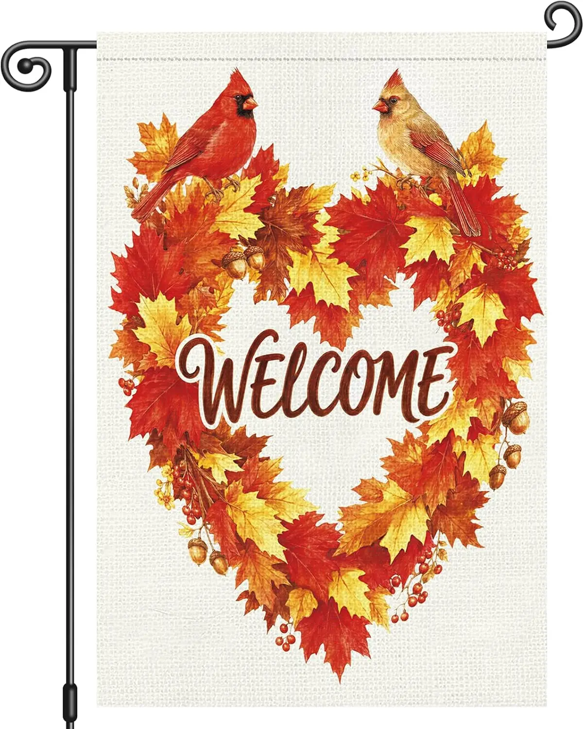 Louise Maelys Fall Garden Flag 12x18, Welcome Autumn Cardinal Maple Leaf Yard Flag Double Sided, Small Burlap Thanksgiving O yyi