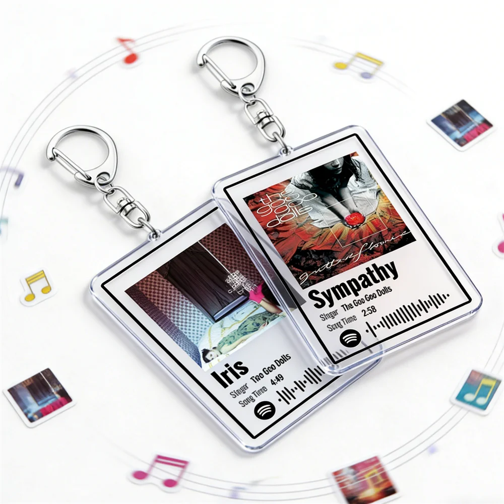 Popular Band Music Keychains Iris Slide Name Sympathy Black Balloon Songs Keyings Jewelry Fans Friends Jewelry Birthday Gifts