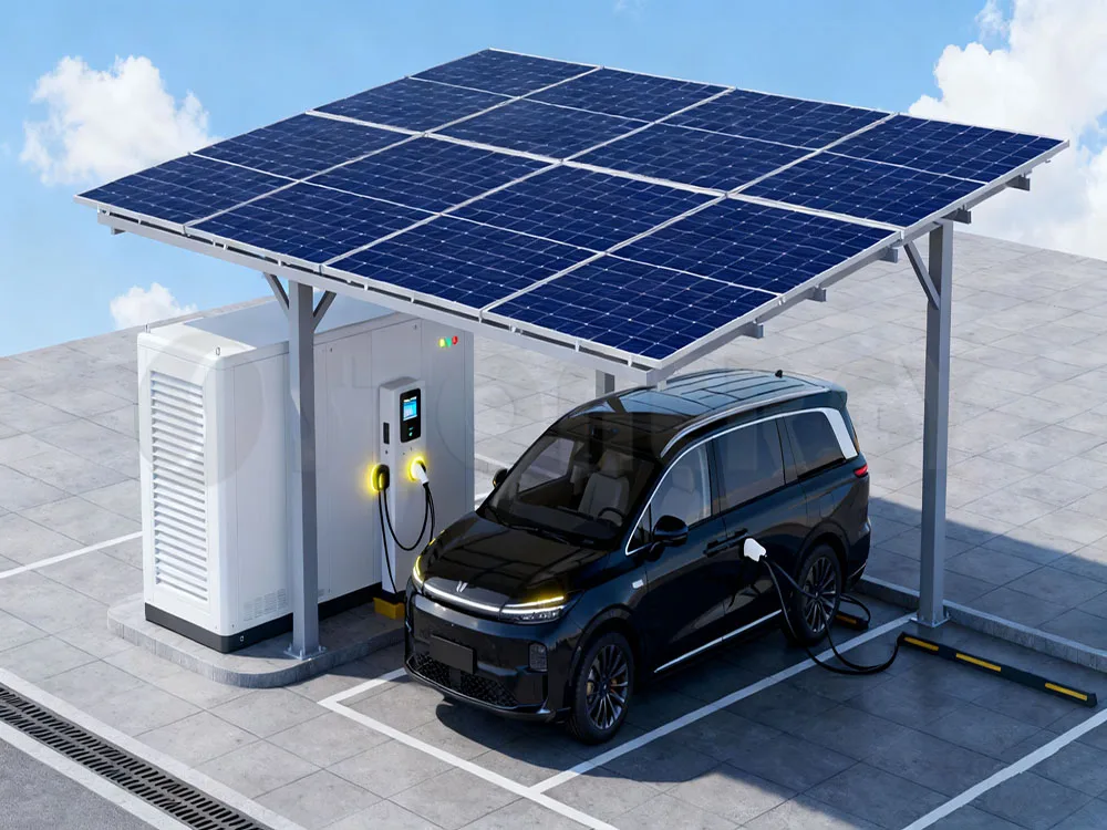 China Supplier High Waterproof Photovoltaic Panel Carport Solar System With Customizable Charging Pile