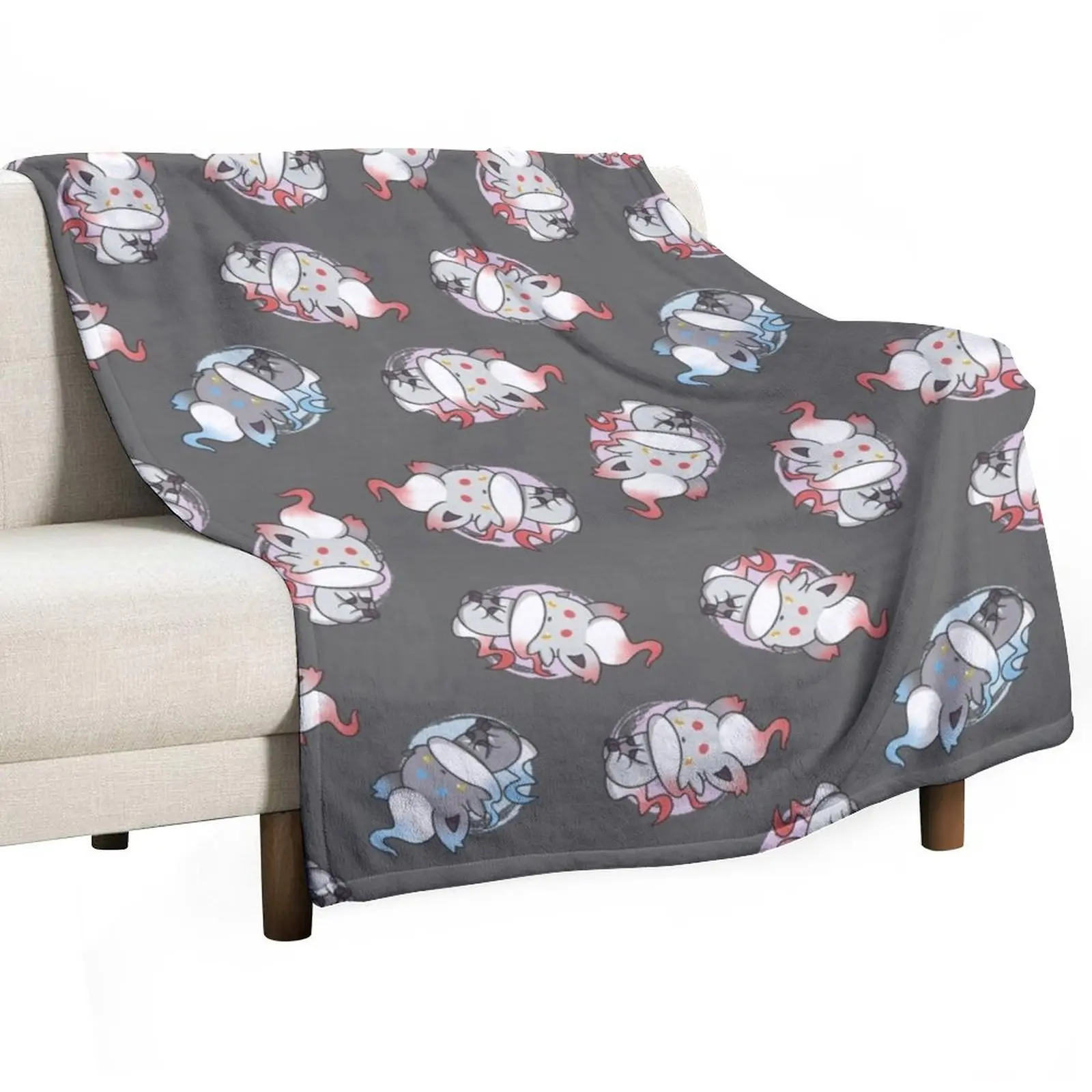 Hisuian Zorua Seamless Pattern Throw Blanket Large Hair Flannel Fabric Blankets