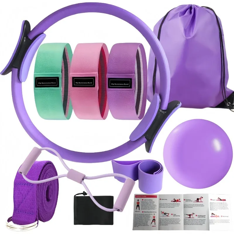 

10-Piece Yoga Pilates Set with Resistance Bands Pilates Ring Ball Hip Lift 8-Shape Fitness Equipment