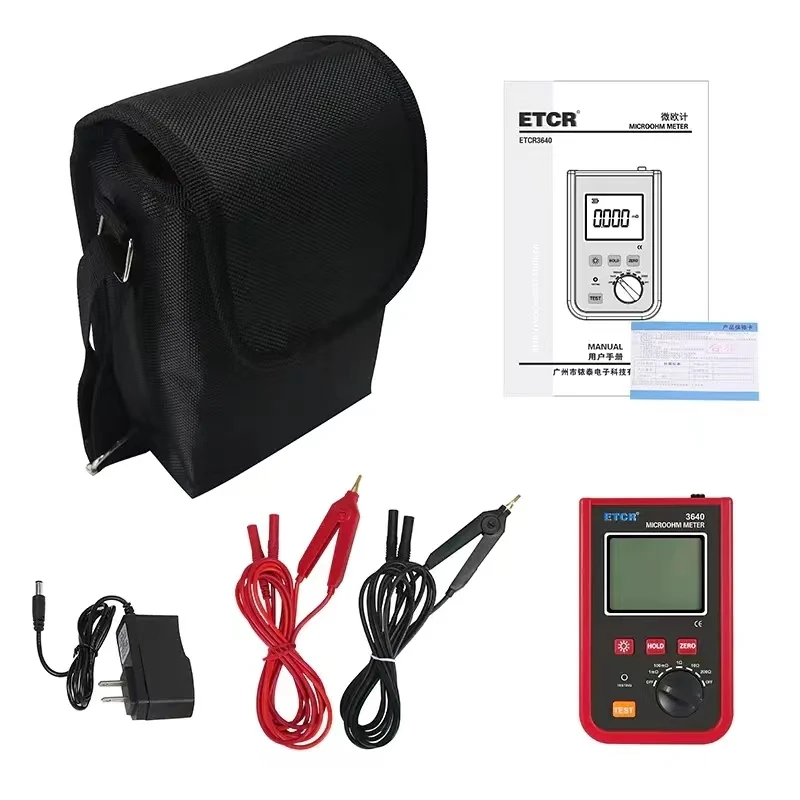 ETCR3640 Precision 4 Wire Microhmmeter 1mΩ-200Ω Micro Ohmmeter Clamp Grounding Resistance Tester For Transformers Windings DC