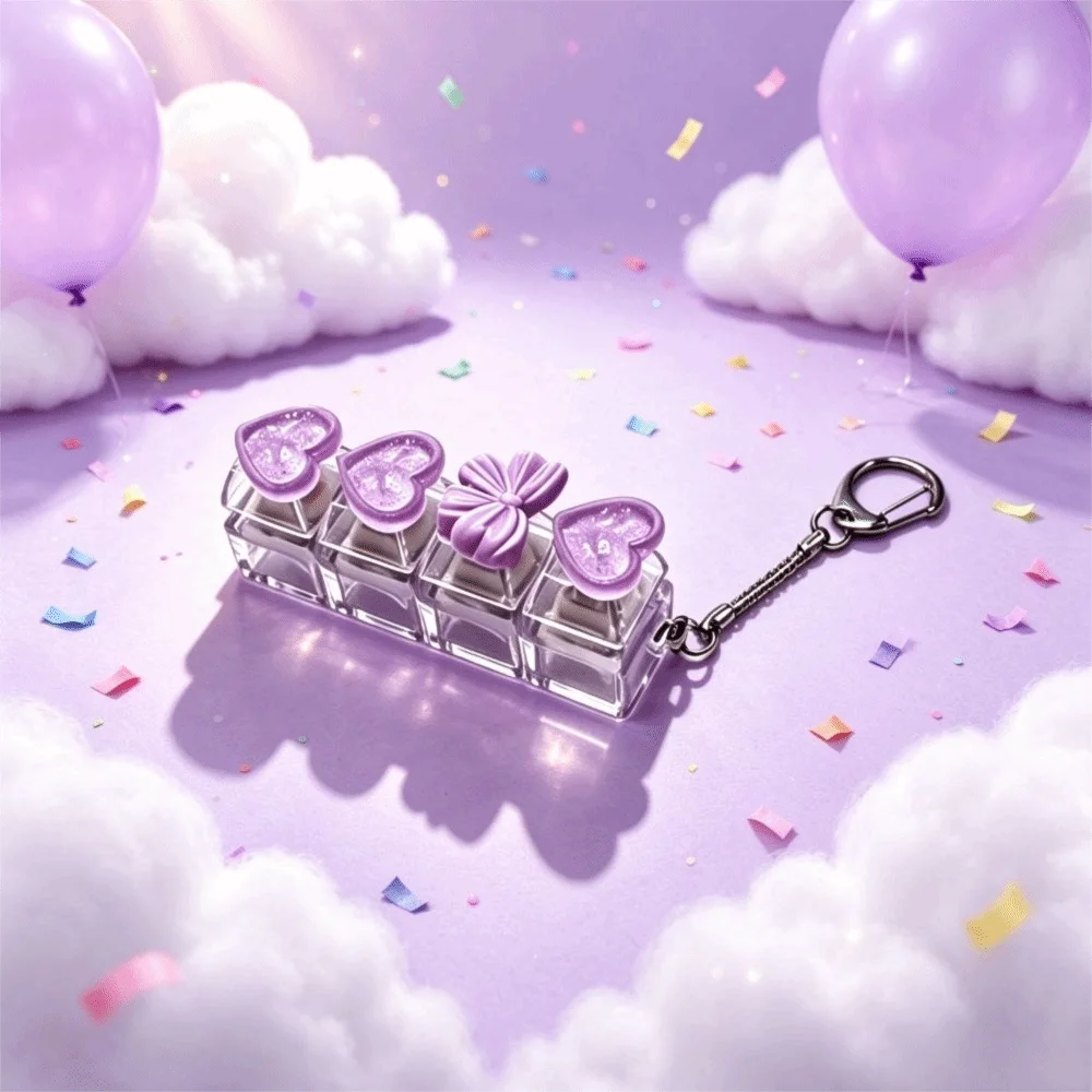 Heart Keyboard Press Button Keyring Knot Press The Keyboard Cliker Keychain Reduce Anxiety Keyboard Keychain Pendant Gift