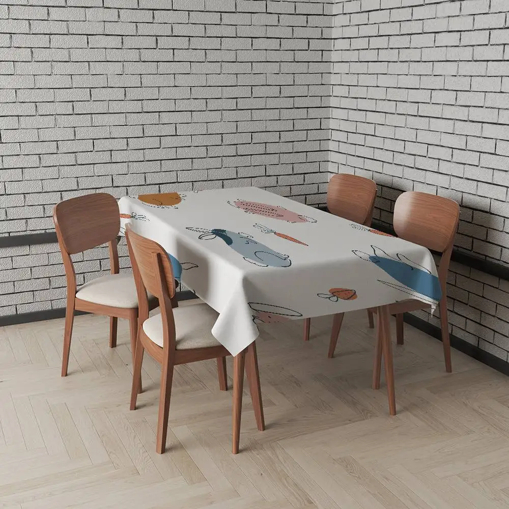 مفرش طاولة مستطيل صغير مطبوع عليه حيوانات كرتونية - مقاوم للغبار للمدخل والخزائن الجانبية والطاولات الصغيرة