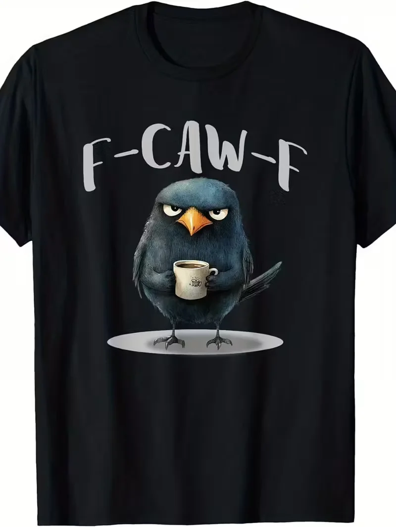 

Women's T-Shirt Men Funny Crow Coffee F-Kaw-F Slogan Shirt Tee Cotton Unisex Streetwear Short Sleeve Oversized All-season Top