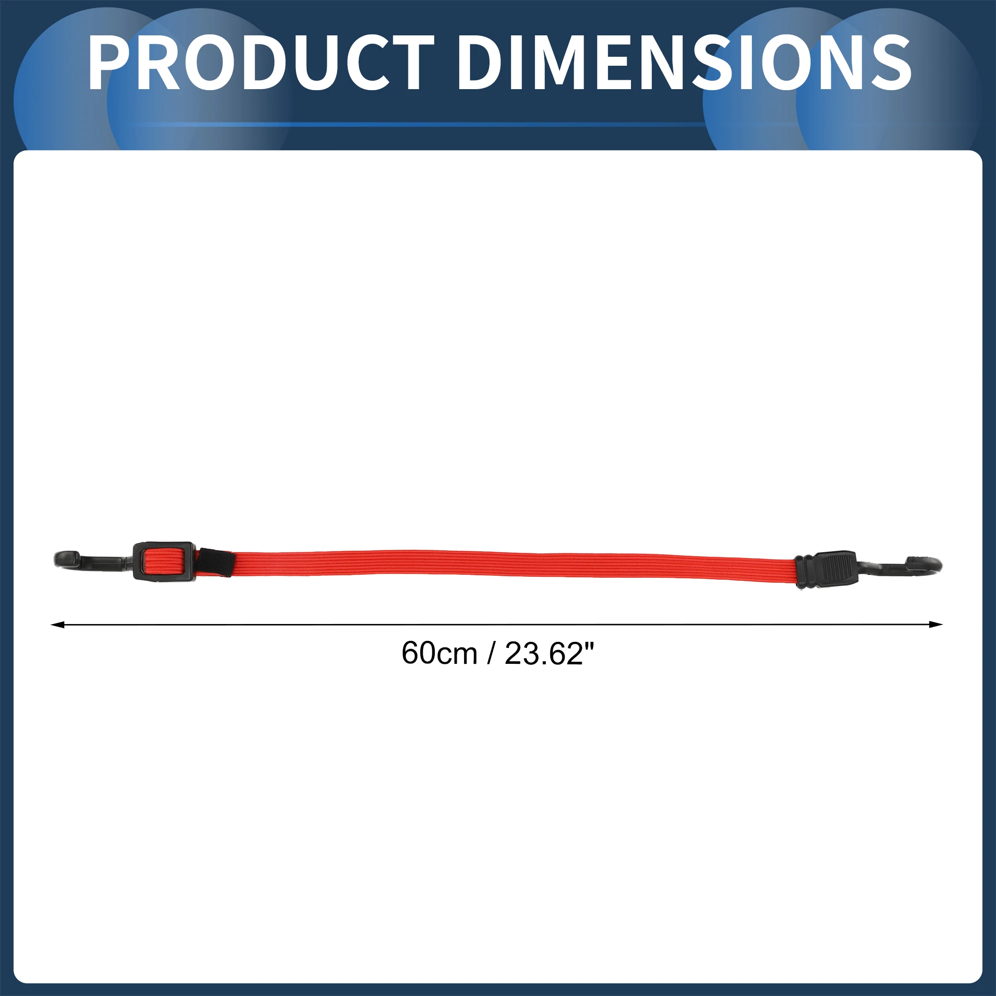 X Autohaux حبال بنجي قابلة للتعديل مع خطافات 60 سم حبال بنجي قابلة للتعديل مع مشبك أحمر #3