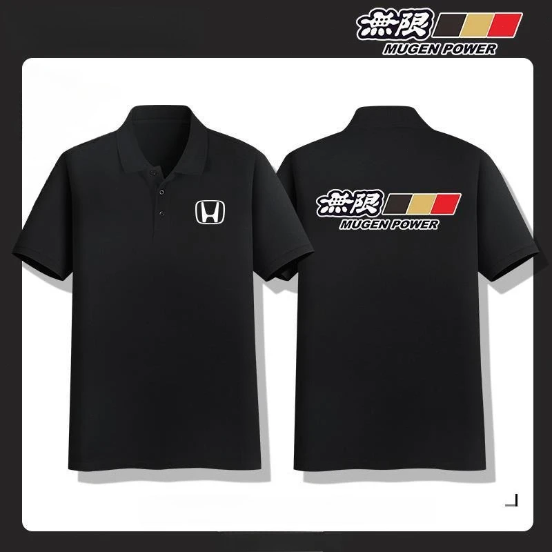 

Honda Men's Polo Shirt Motorcycle Unlimited Mugen Car Modification Culture Short Sleeve Summer Racing Lapel Trend T-shirt
