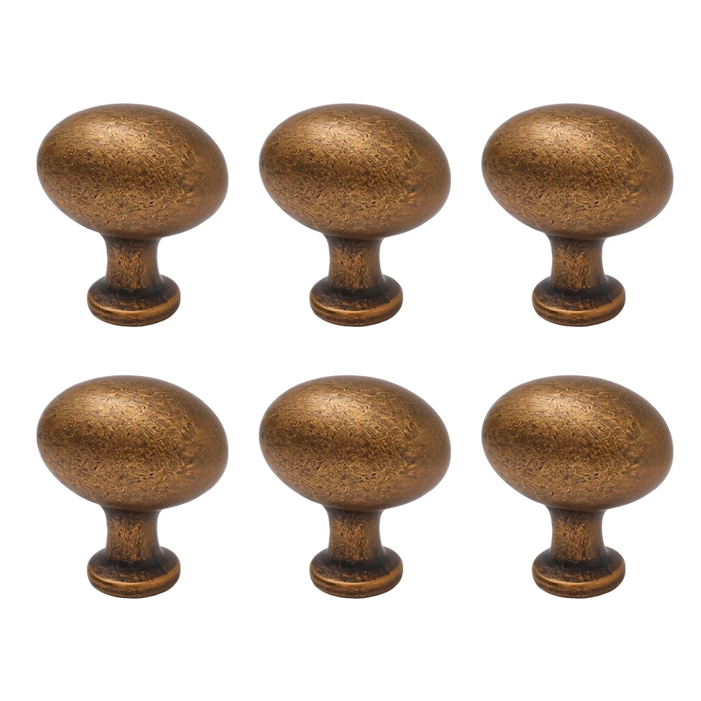 Oval Cabinet Knobs with Antique Brass Finish for Kitchen Cabinet Doors Bathroom Vanity Drawers Wardrobe Desk Zinc Alloy Material
