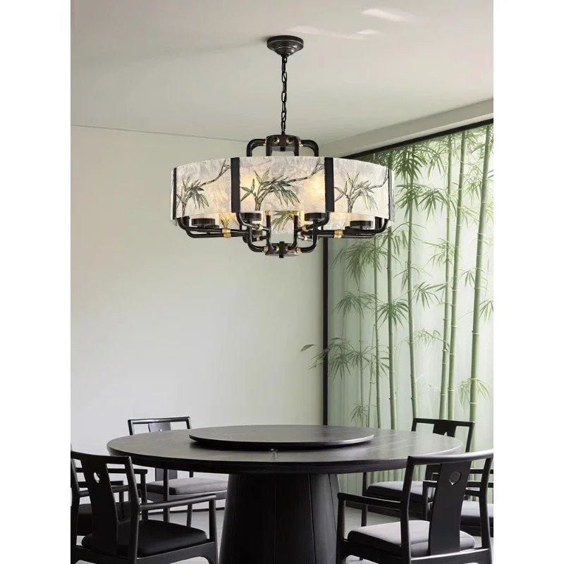 All copper new Chinese living room chandelier new enamel color chandelier