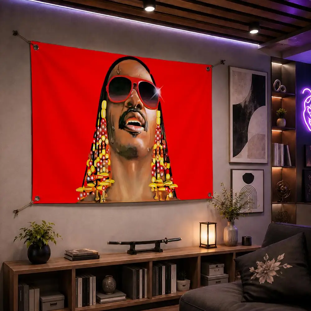 Iconic Singer Stevie Wonder Flags Indoor Outdoor Wall Banner Party Decor Large Hanging Wall Backdrop