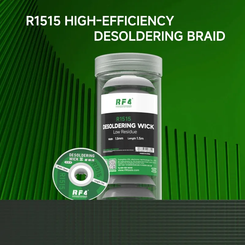 RF4 R1515 R2015 High-Purity Copper Desoldering Wick 1.5mm/2.0mm × 1.5m Low-Residue Solder Remover Braid, 10PCS