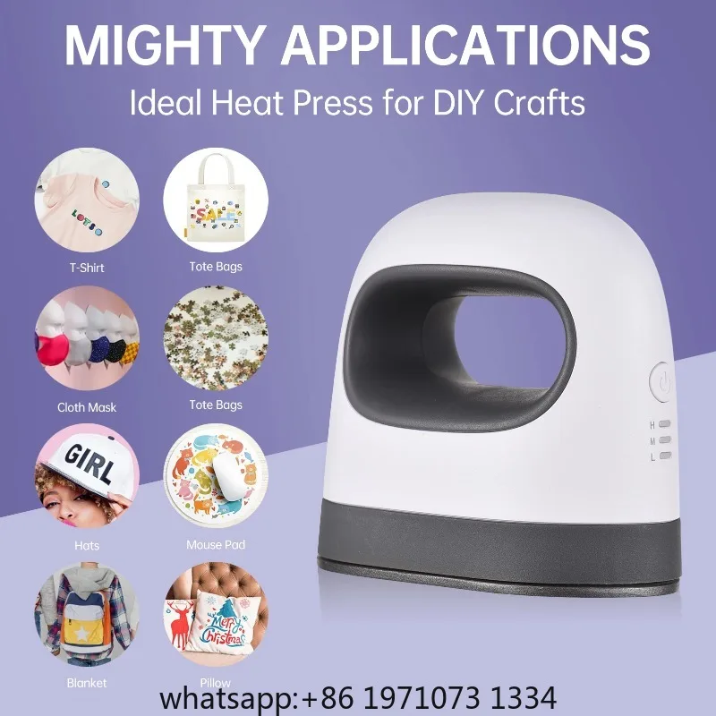 【HOT】Mini Heat Press Machine T-Shirt Printing Easy Heating Transfer Press Iron Machines for Clothes Bags Hats Pads Blanket