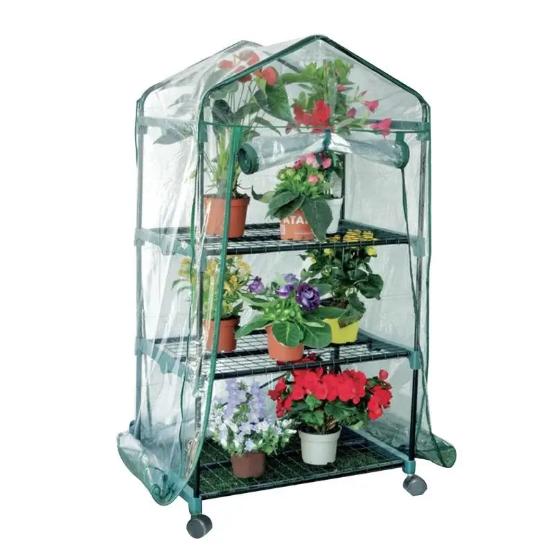 Gardening Plant Protective Cover 3/4 Tiers Backyard Greenhouse with Locking Wheels Grow Tent Warm Transparent Grow Tent Cover